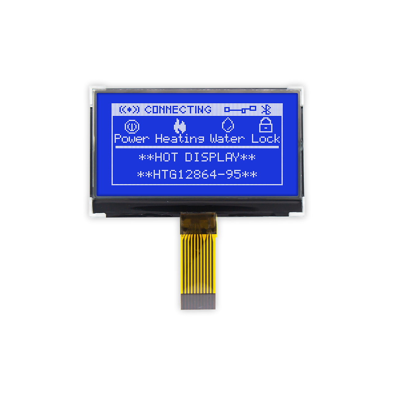 2.8" 128X64 Graphic COG LCD Module | SPI | FSTN+Gray | Blue Background with White Text | ST7567
