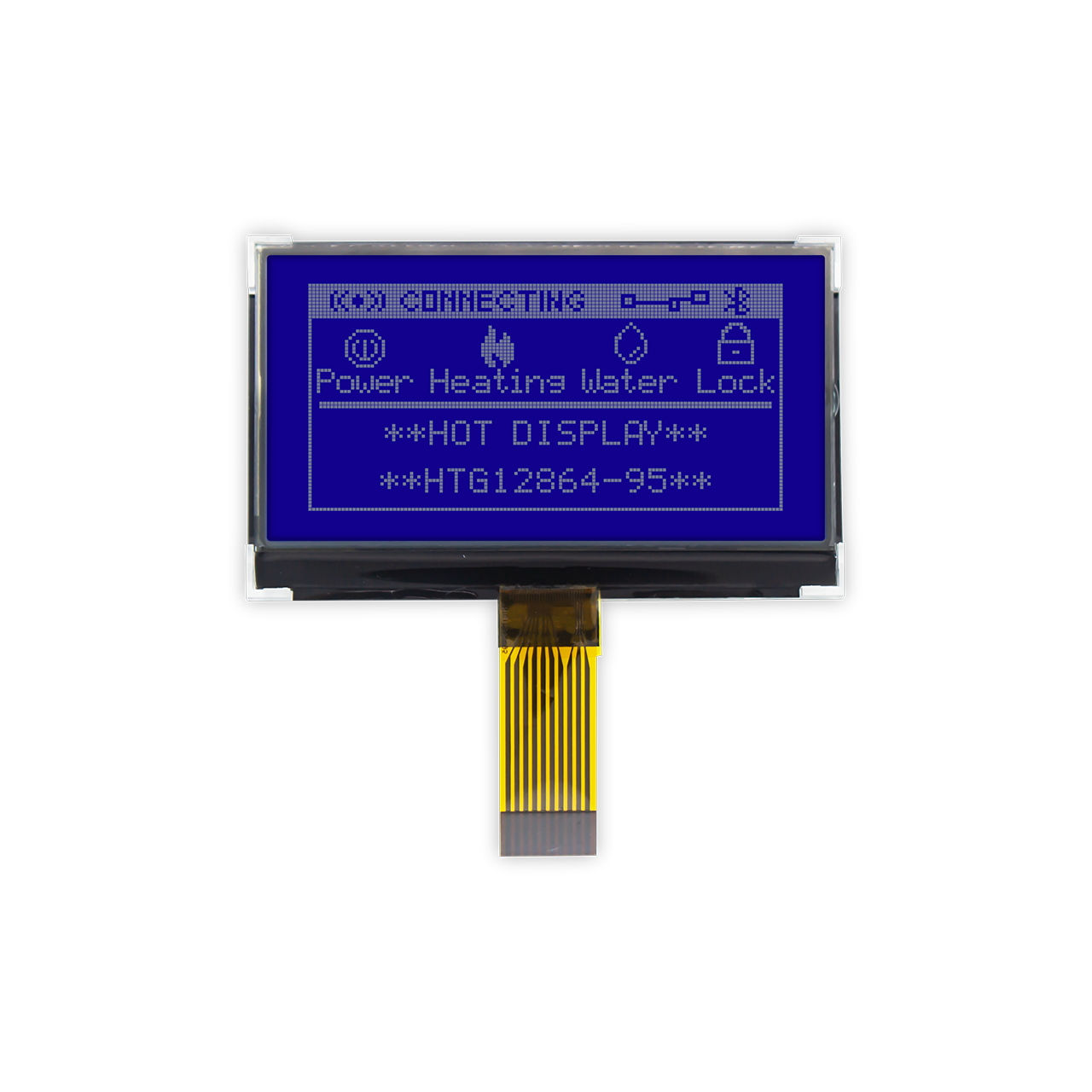 2.8" 128X64 Graphic COG LCD Module | SPI | FSTN+Gray | Blue Background with White Text | ST7567