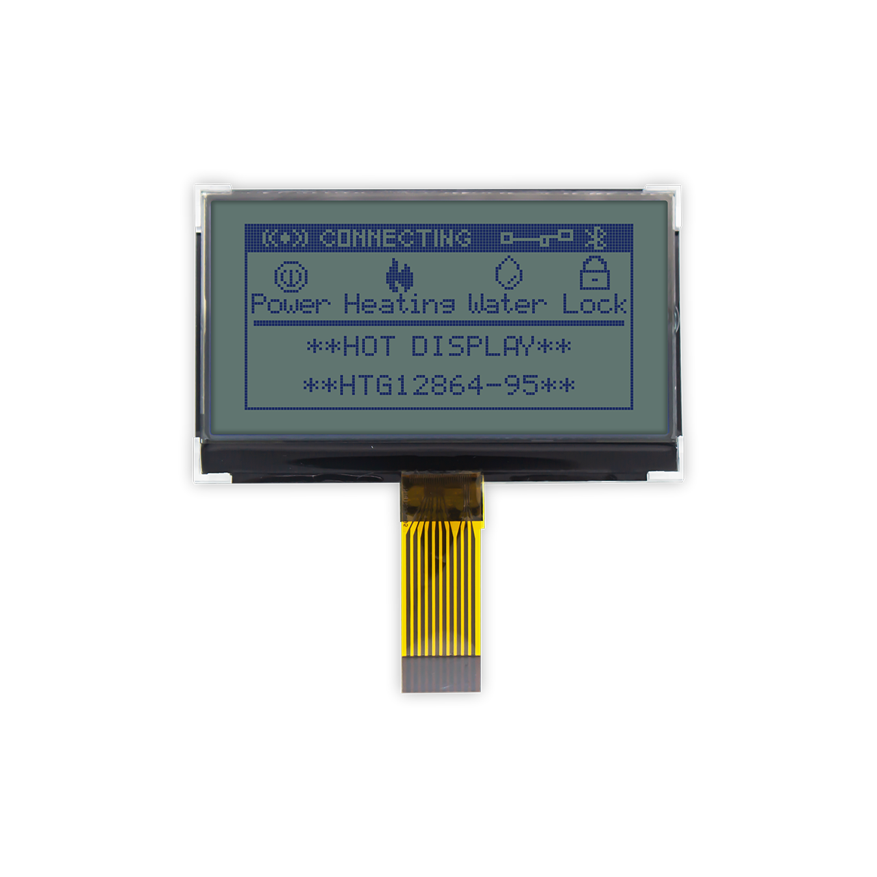 2.8" 128X64 Graphic COG LCD Module | SPI | STN+ | Gray Background with Blue Text | ST7567