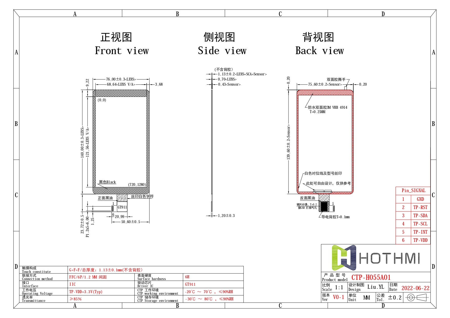 5.5" Capacitive Touchscreen With GT911 Controller