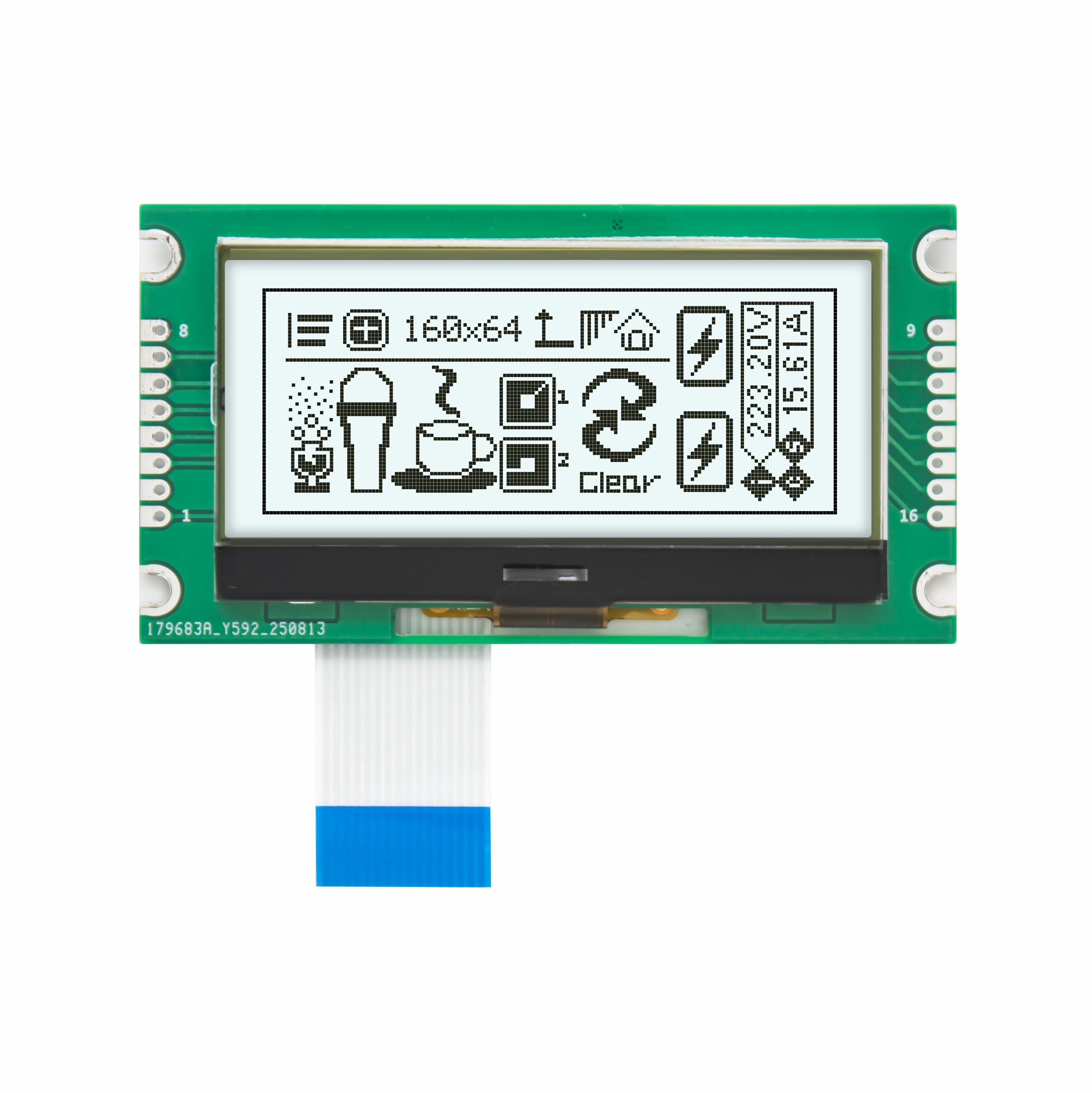 160x64 Graphic LCD Module | FSTN+Gray Display With White Backlight